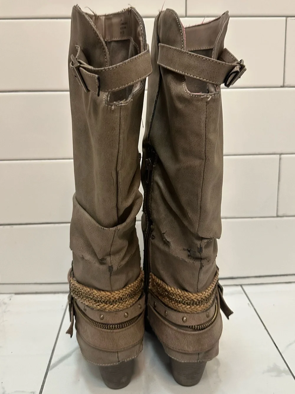 POP Lonna Taupe Slouch Knee High Boots Size 8.5 M